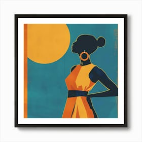 African Woman In Blue Dress Art Print