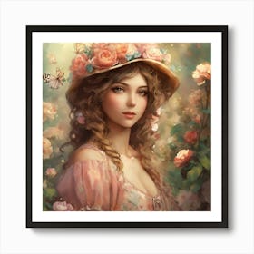 Pretty Girl In A Hat Art Print