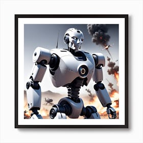 Robot In Action 1 Art Print