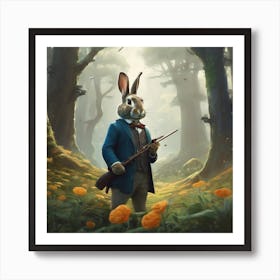 rabbit with gun Art Print