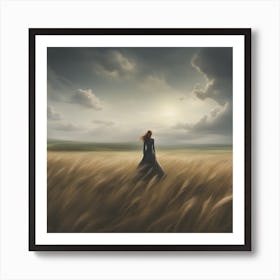 Girl In A Wheat Field Art Print