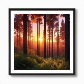 Sunset In The Forest 45 Art Print