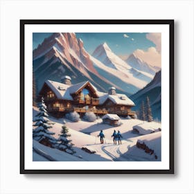 Snowy Alpine Retreat Art Print