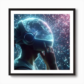 Futuristic Man With Headphones Art Print