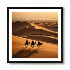 Camels In The Desert Art Print