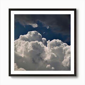 Cloudy Sky With Moon Art Print