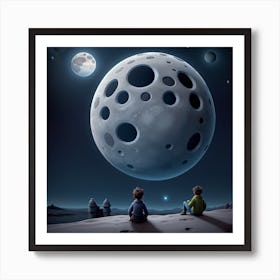 Boy On Moon Art Print