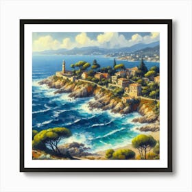 Lighthouse On The Coast Art Print