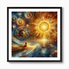 Sun Rising Over The Ocean Art Print