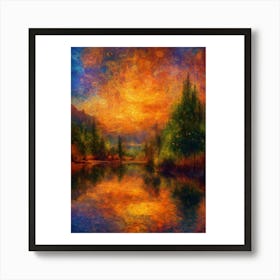 Sunset At The Lake 3 Art Print