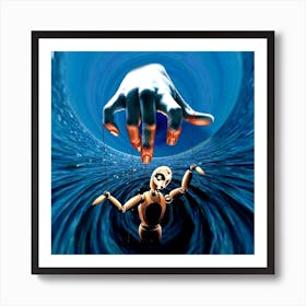 Peace - hand - sea - dove - photo montage Art Print