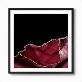 Burgundy & Gold Agate Texture 06 Art Print