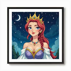 Regal Empress With Watercolor Starry Night Sky 1 Art Print