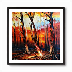 Fire In The Forest 1 Art Print