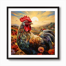 Sunrise Rooster 2 Art Print
