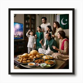 Family Celebrating Pakistan Independence Day Art Print