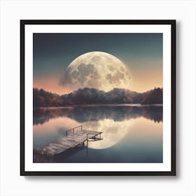 Moonlight Over Lake Art Print