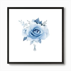 Watercolor Blue Floral 3 Art Print