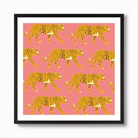 Leopards Pink Art Print