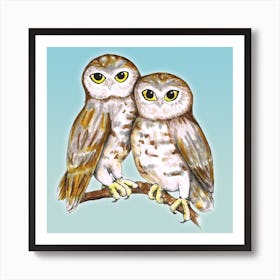 Two cute owls Art Print