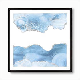 Blue & Silver Agate Glitter Texture 07 Art Print