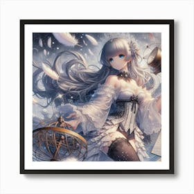 Anime Girl Holding A Book Art Print