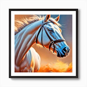 Horse At Sunset Art Print