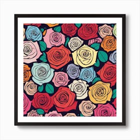 Roses Seamless Pattern 18 Art Print