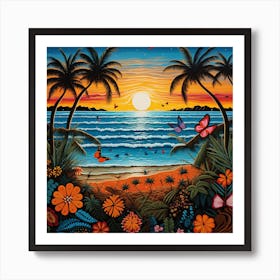 Sunset At The Beach 7 Art Print