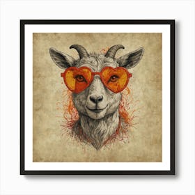 Goat In Glasses 1 Art Print