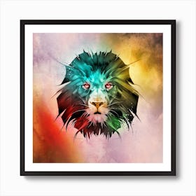 Lion Art Illustration In A Photomontage Style 02 Art Print