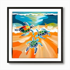 Sea Turtles On The Beach Art Print