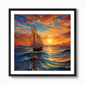 Sailboat At Sunset Art Print