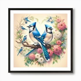 Blue Jays In Love Art Print