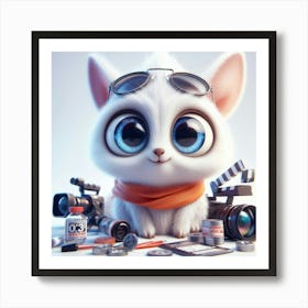 Cat With Camera Art Print