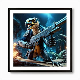 Bird With A Gun Art Print