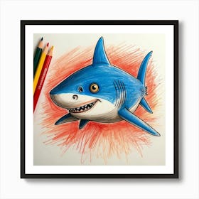 Shark Drawing 16 Art Print