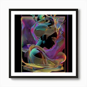 Trippy , luminous, abstract, portrait of a woman, artwork print. "Fantastical Dream Play" Art Print