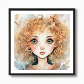 Girl With Curly Hair Art Print