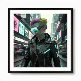 Young Woman In A Futuristic City Art Print