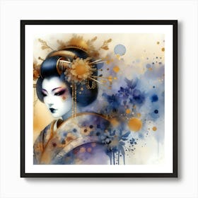 Japan Traditional Geisha Illustration By Ad 80 Art Print