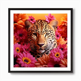 Leopard In Flowers 6 Art Print