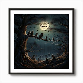 Owls In The Forest Art Print