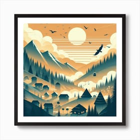 Village In The Mountains Art Print