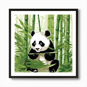 Panda In Bamboo Forest Art Print