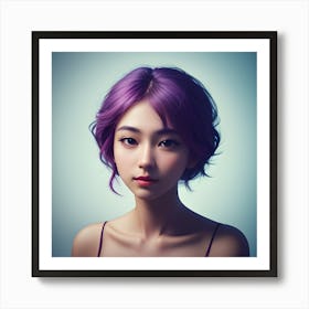 Asian Girl With Purple Hair Art Print