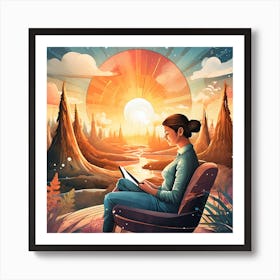 Woman Reading A Book Art Print