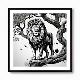 Lion In The Tree 12 Art Print