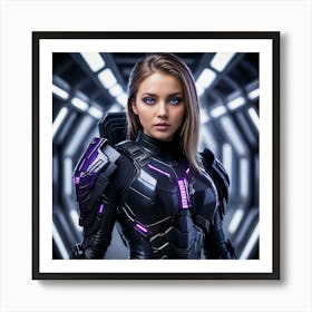 Futuristic Girl In Space Suit Art Print