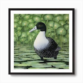 Ohara Koson Inspired Bird Painting Coot 4 Square Art Print